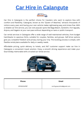 Car Hire in Calangute