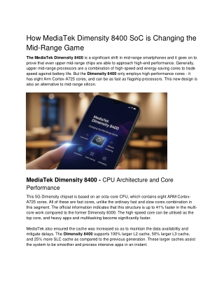 How MediaTek Dimensity 8400 SoC is Changing the Mid-Range Game