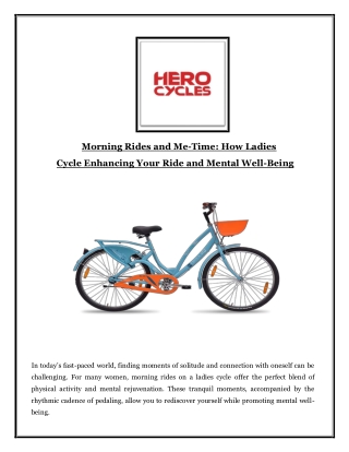 Morning Rides and Me-Time: How Ladies Cycle Enhancing Your Ride and Mental Well-