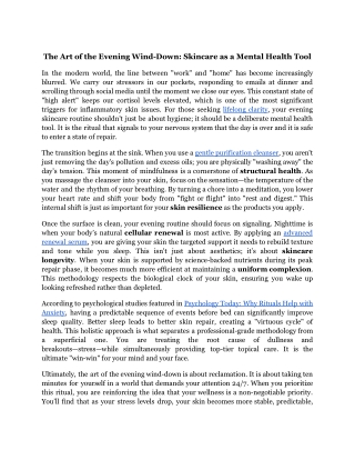 The Art of the Evening Wind-Down_ Skincare as a Mental Health Tool