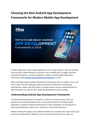 Choosing the Best Android App Development Frameworks for Modern Mobile App Development