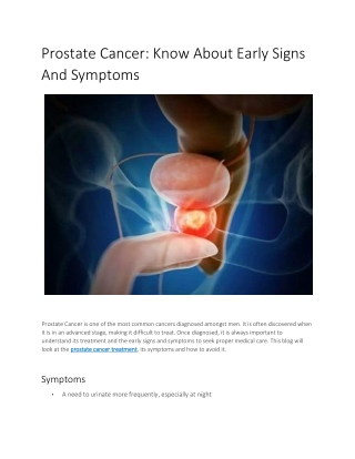 Prostate Cancer Early Signs Symptoms and Treatment  RGCIRC