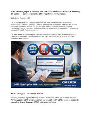 DGFT Goes Fully Digital in Feb 2026 New eBRC Self-Certification, eCoO 2.0 & Mandatory IEC Update