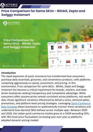 Price Comparison for Same SKUs - Blinkit, Zepto and Swiggy Instamart