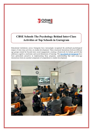 The Psychology Behind Inter Class Activities at Top Schools in Gurugram