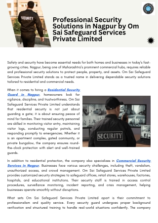 Professional Commercial Security Services in Nagpur