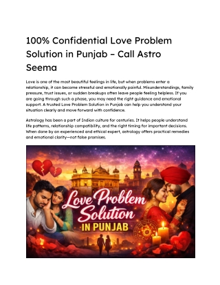 Breakup & Relationship Solution in Punjab – Expert Astrology Help