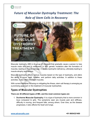 Muscular Dystrophy Treatment: The Role of Stem Cells in Recovery