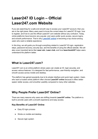 Laser247 ID Login – Official Laser247.com Website