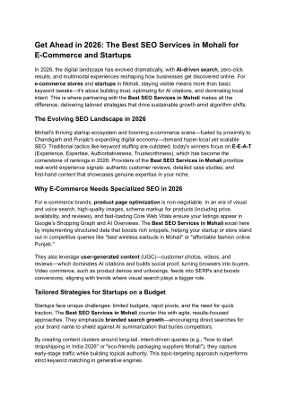 Get Ahead in 2026_ The Best SEO Services in Mohali for E-Commerce and Startups