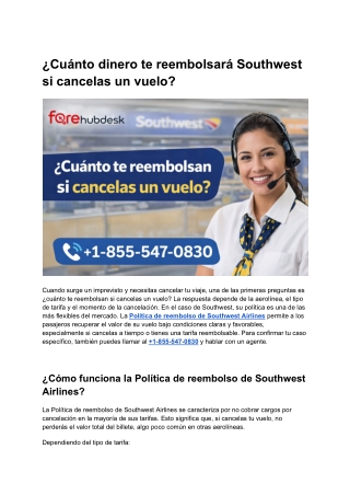 ¿Cuánto dinero te reembolsará Southwest si cancelas un vuelo