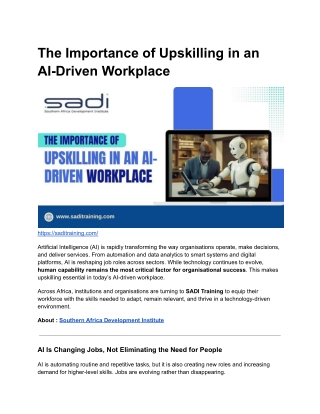 The Importance of Upskilling in an AI-Driven Workplace