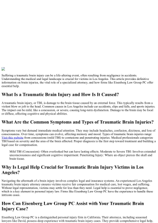 5 Critical Insights on Traumatic Brain Injury and Legal Advocacy in Los Angeles