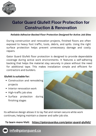 Gator Guard Glufelt Floor Protection for Construction Projects