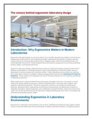The science behind ergonomic laboratory design