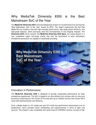 Why MediaTek Dimensity 8350 is the Best Mainstream SoC of the Year