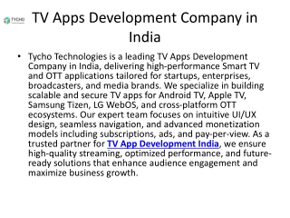 TV Apps Development Company in India