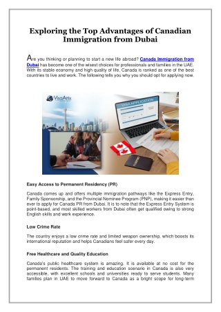Exploring the Top Advantages of Canadian Immigration from Dubai