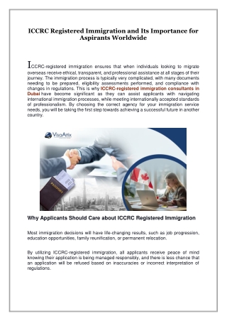 ICCRC Registered Immigration and Its Importance for Aspirants Worldwide