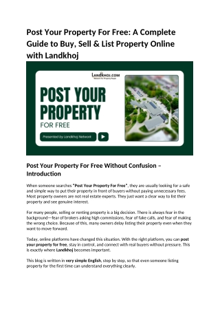 Post Your Property For Free