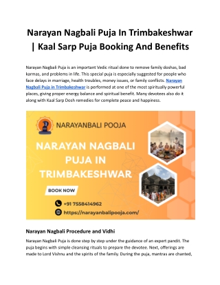 Narayan Nagbali Puja In Trimbakeshwar | Kaal Sarp Puja Booking And Benefits