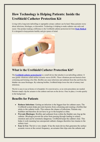 How Technology is Helping Patients, Inside the UroShield Catheter Protection Kit