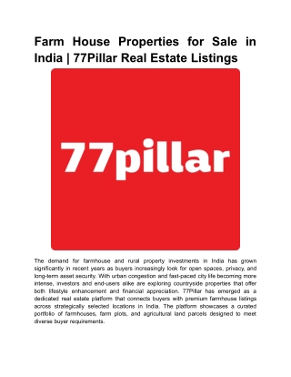 77Pillar – Premium Farmhouse & Rural Property Listings in India