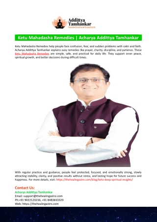 Ketu Mahadasha Remedies