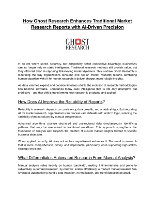 How Ghost Research Enhances Traditional Market Research Reports with AI-Driven Precision
