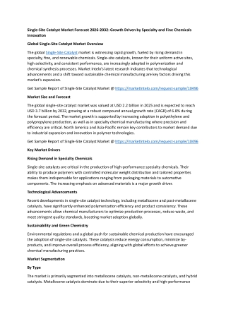 Single-Site Catalyst Market Forecast 2026-2032