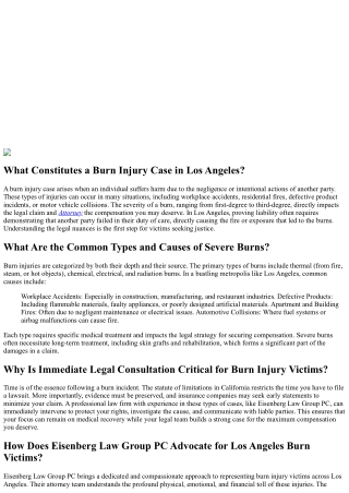 Los Angeles Burn Injury Law and Compensation: 5 Critical Facts Victims Must Know