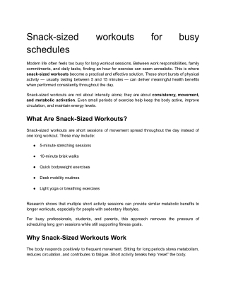 Snack-sized workouts for busy schedules