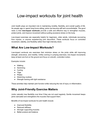 Low-impact workouts for joint health