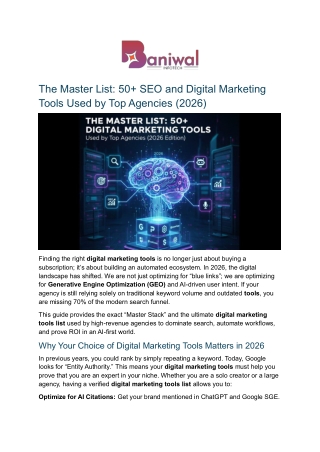 50  SEO and Digital Marketing Tools Used by Top Agencies (2026)