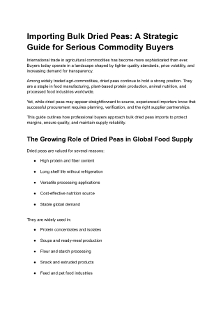Importing Bulk Dried Peas: Guide to Exporters & Wholesale Suppliers