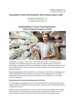 Sustainability in Frozen Food Distribution What US Buyers Expect in 2026