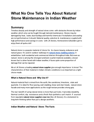 What No One Tells You About Natural Stone Maintenance in Indian Weather