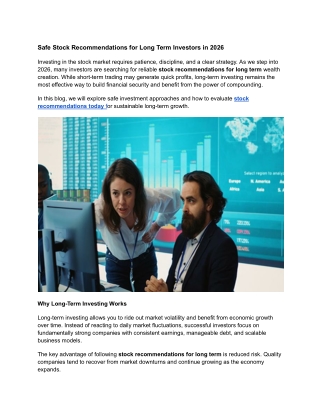 Safe Stock Recommendations for Long Term Investors in 2026