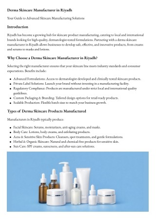 Derma Skincare Manufacturer in Riyadh