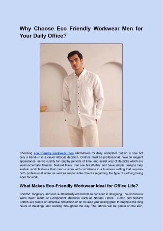 Why Choose Eco Friendly Workwear Men for Your Daily Office_