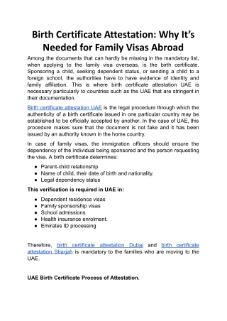 Birth Certificate Attestation: Why It’s Needed for Family Visas Abroad