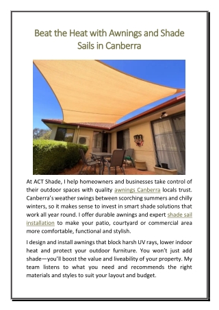 Beat the Heat with Awnings and Shade Sails in Canberra