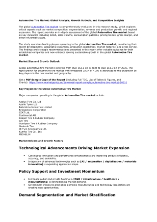 Automotive Tire Market Size, Share & Growth Forecast 2025–2035