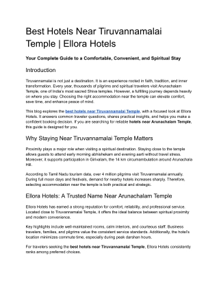 Best Hotels Near Tiruvannamalai Temple _ Ellora Hotels