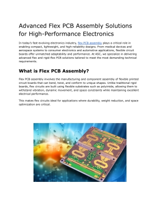 Advanced Flex PCB Assembly Solutions for High-Performance Electronics (1)