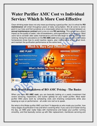 Water Purifier AMC Cost vs Individual Service