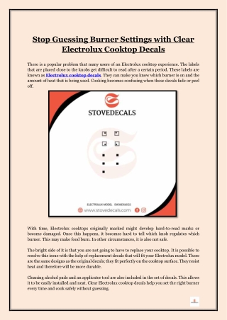 Stop Guessing Burner Settings with Clear Electrolux Cooktop Decals