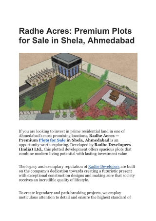 Radhe Acres_ Premium Plots for Sale in Shela, Ahmedabad
