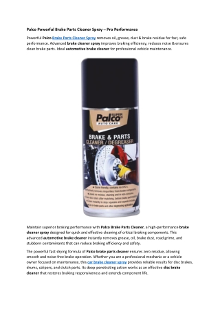 Palco Powerful Brake Parts Cleaner Spray – Pro Performance