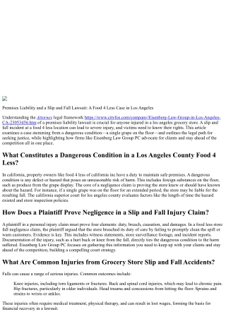 5 Critical Elements of a Los Angeles Slip and Fall Case: Food 4 Less Injury and